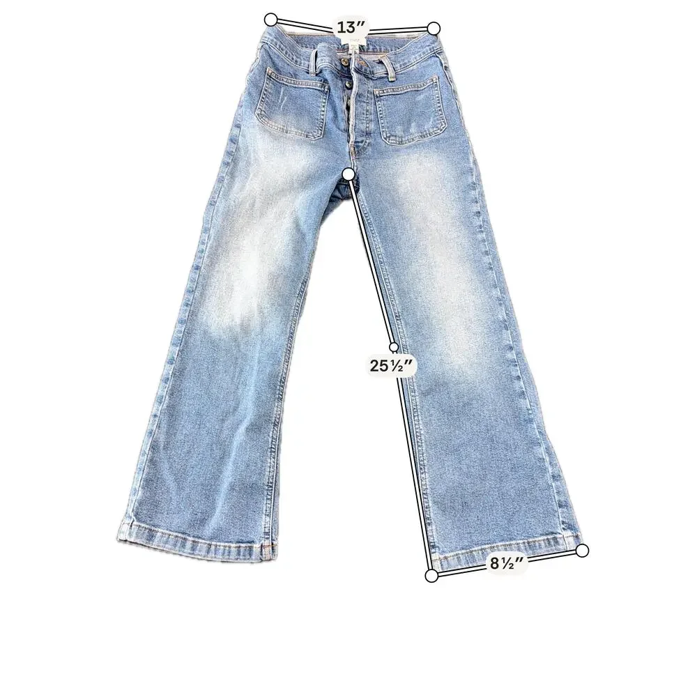 Forever 21 Jeans Womens 27 Light Blue High Rise Straight Denim Button Fly